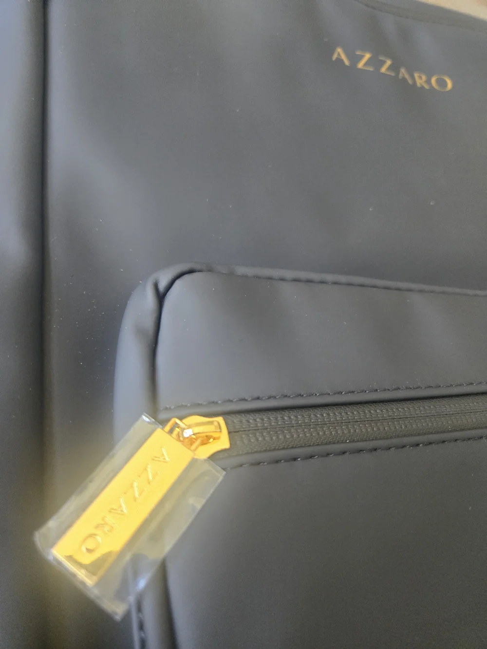 Azzaro Black Travel Backpack with Gold Hardware